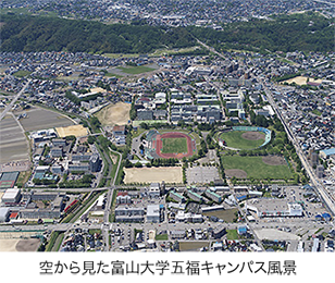 空から見た富山大学五福キャンパス風景